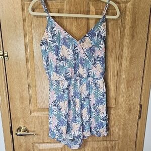 Tropical Leaf Print Women's Romper